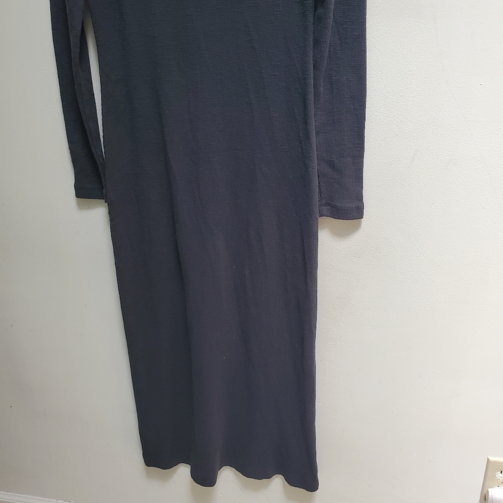 James Perse V-Neck Thermal Knit Midi Dress Elevated Basic Deep Gray Size S - Picture 7 of 14